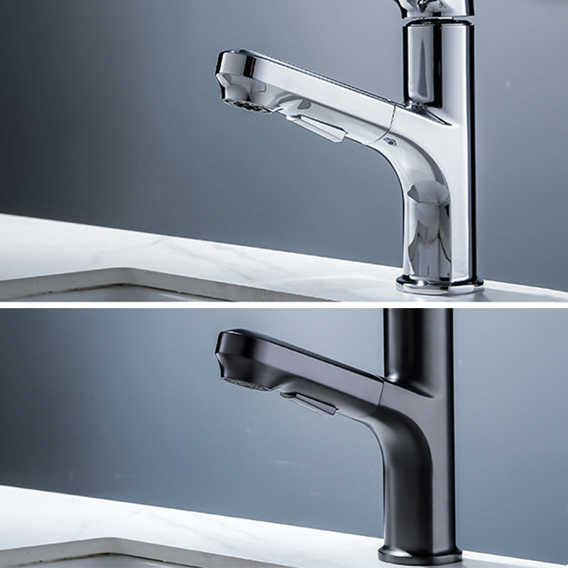 BowLift | Vessel Sink Faucet Modern Pull-Out Bathroom Faucet with One Lever Handle