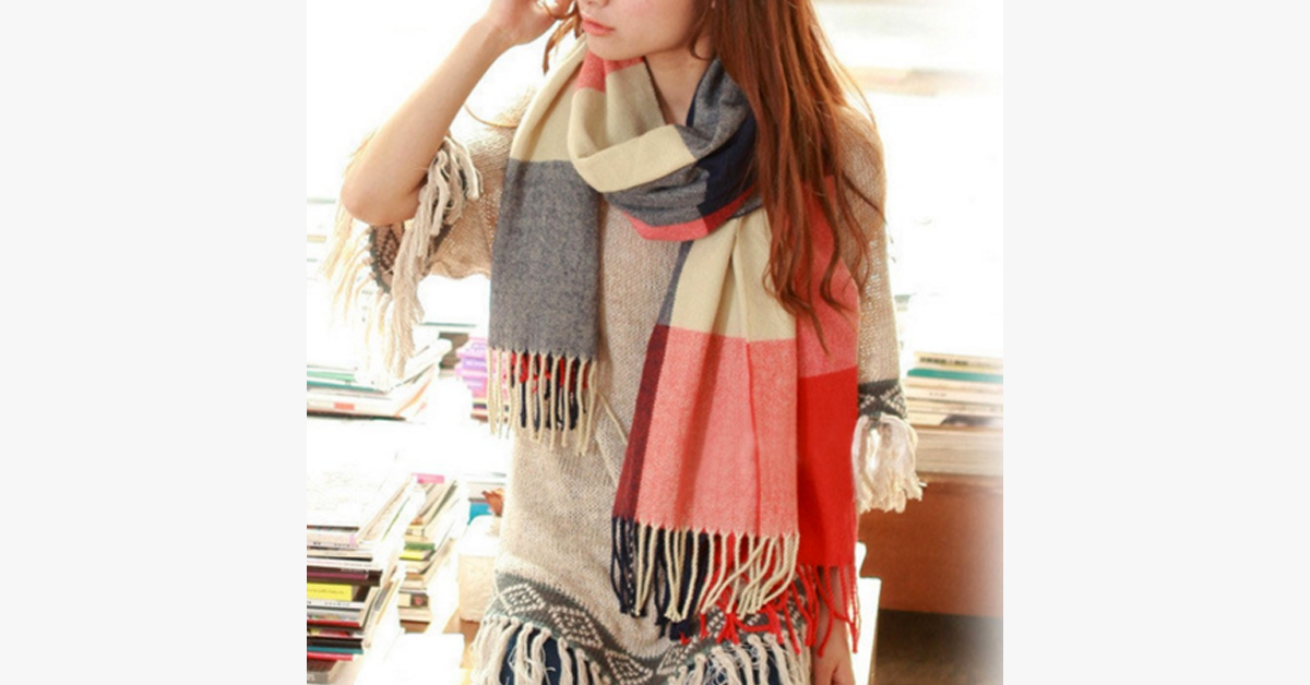 BowLift | Checked Pattern Wool Scarf and Shawl - Various Colors