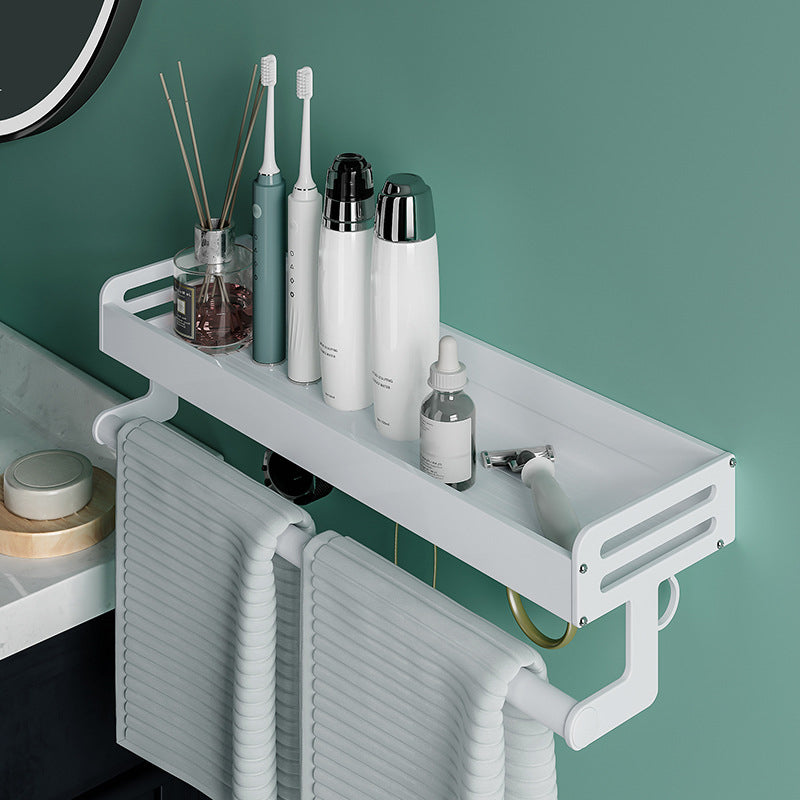 BowLift | 2-piece modern bathroom accessory set White rectangular bath shelf