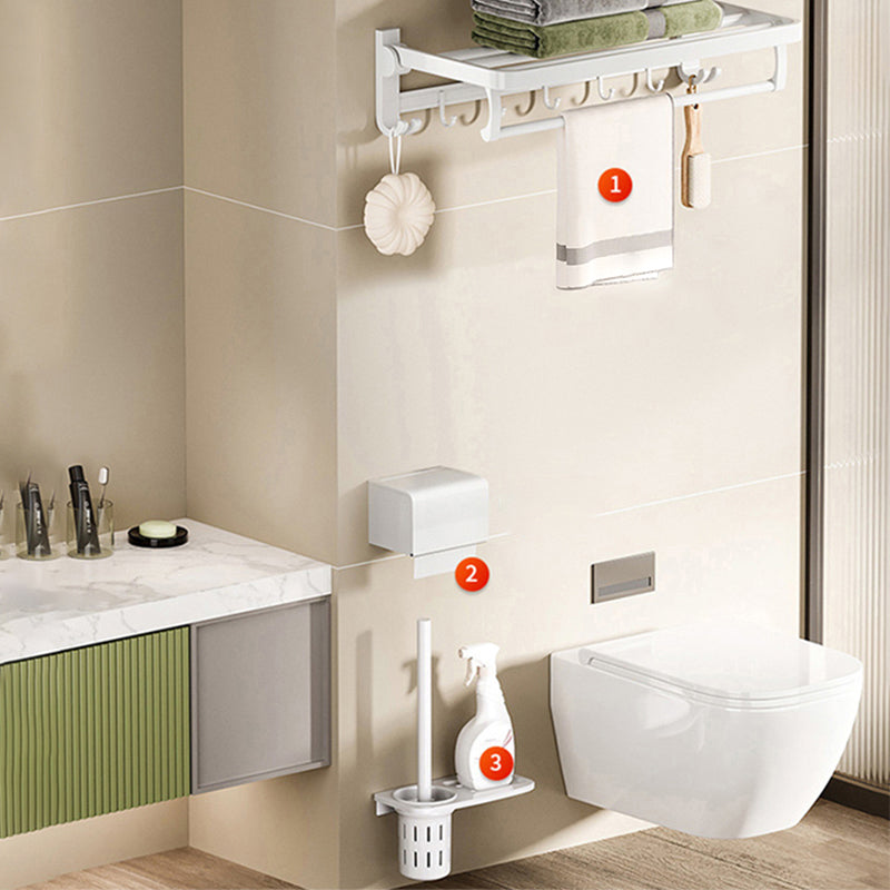 BowLift | White Bathroom Accessory Set Contemporary Aluminum Bathroom Accessory Kit with Towel Holder
