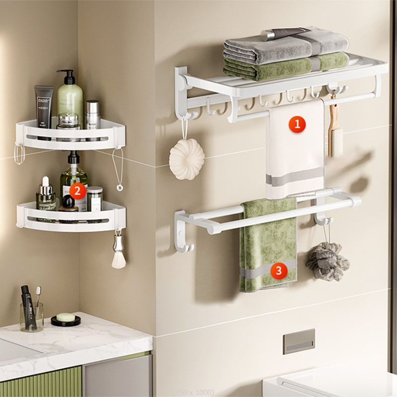 BowLift | White Bathroom Accessory Set Contemporary Aluminum Bathroom Accessory Kit with Towel Holder