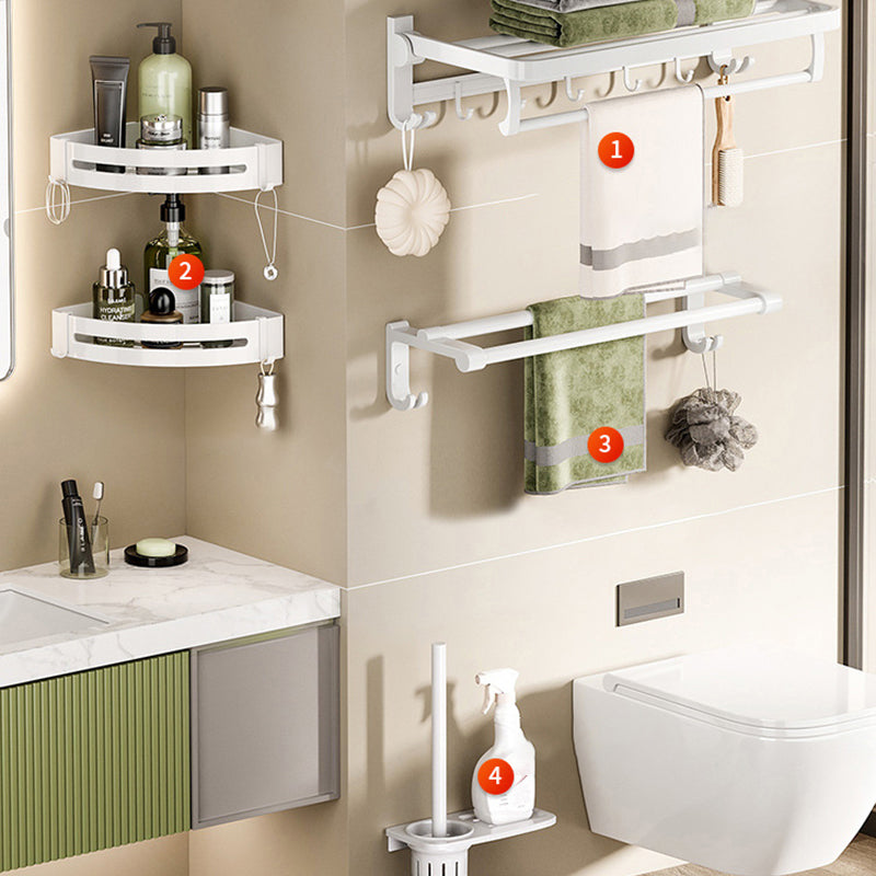BowLift | White Bathroom Accessory Set Contemporary Aluminum Bathroom Accessory Kit with Towel Holder