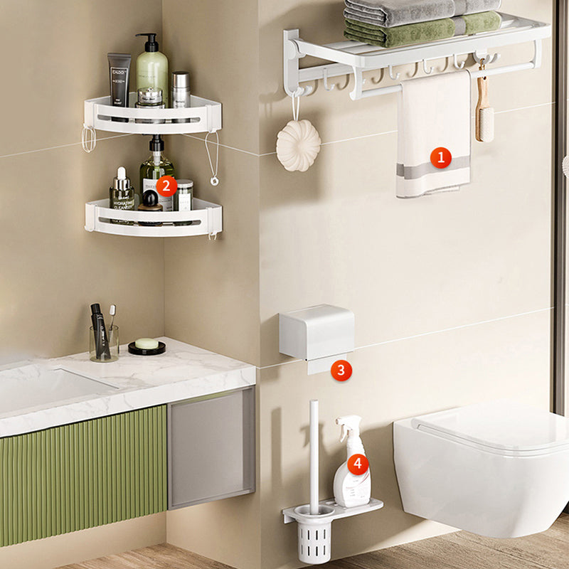 BowLift | White Bathroom Accessory Set Contemporary Aluminum Bathroom Accessory Kit with Towel Holder