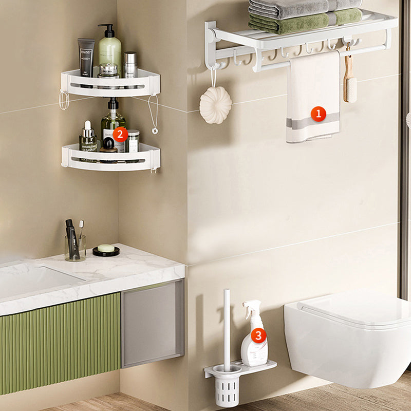 BowLift | White Bathroom Accessory Set Contemporary Aluminum Bathroom Accessory Kit with Towel Holder