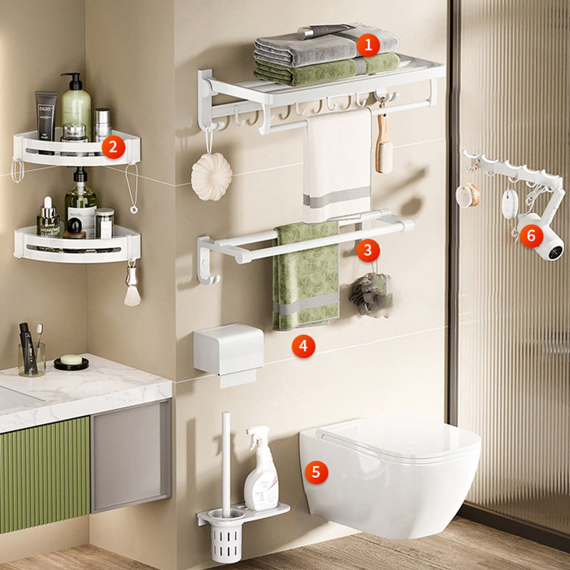 BowLift | White Bathroom Accessory Set Contemporary Aluminum Bathroom Accessory Kit with Towel Holder