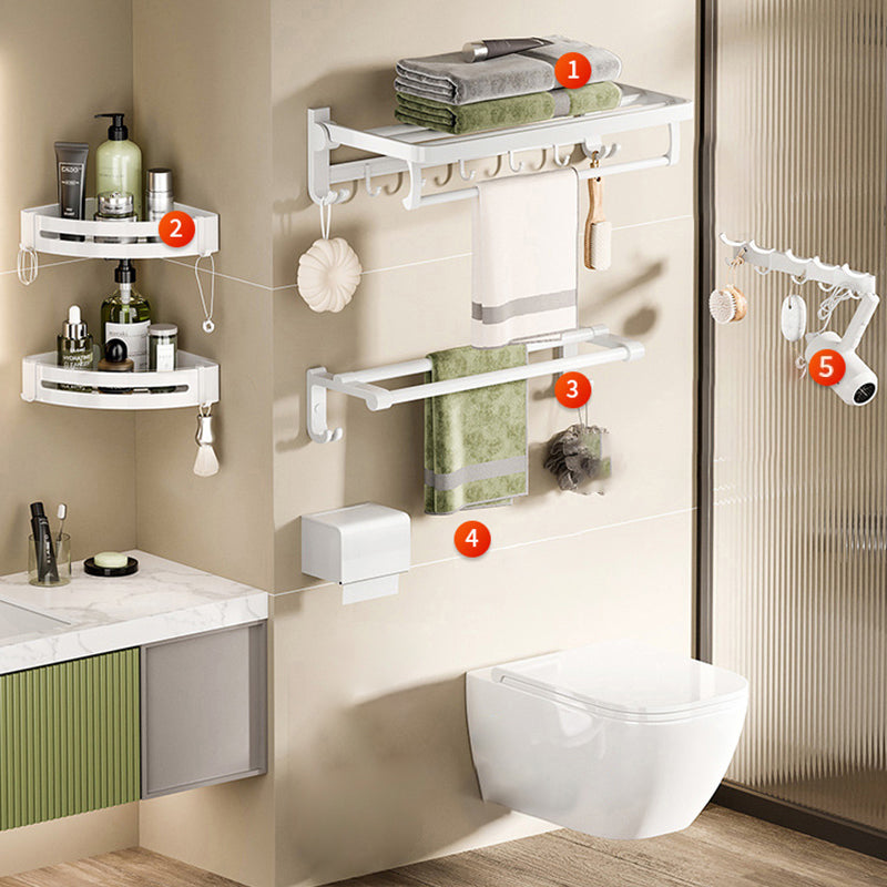 BowLift | White Bathroom Accessory Set Contemporary Aluminum Bathroom Accessory Kit with Towel Holder
