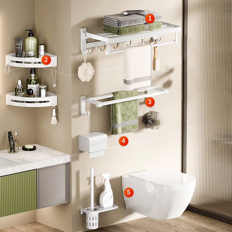 BowLift | White Bathroom Accessory Set Contemporary Aluminum Bathroom Accessory Kit with Towel Holder
