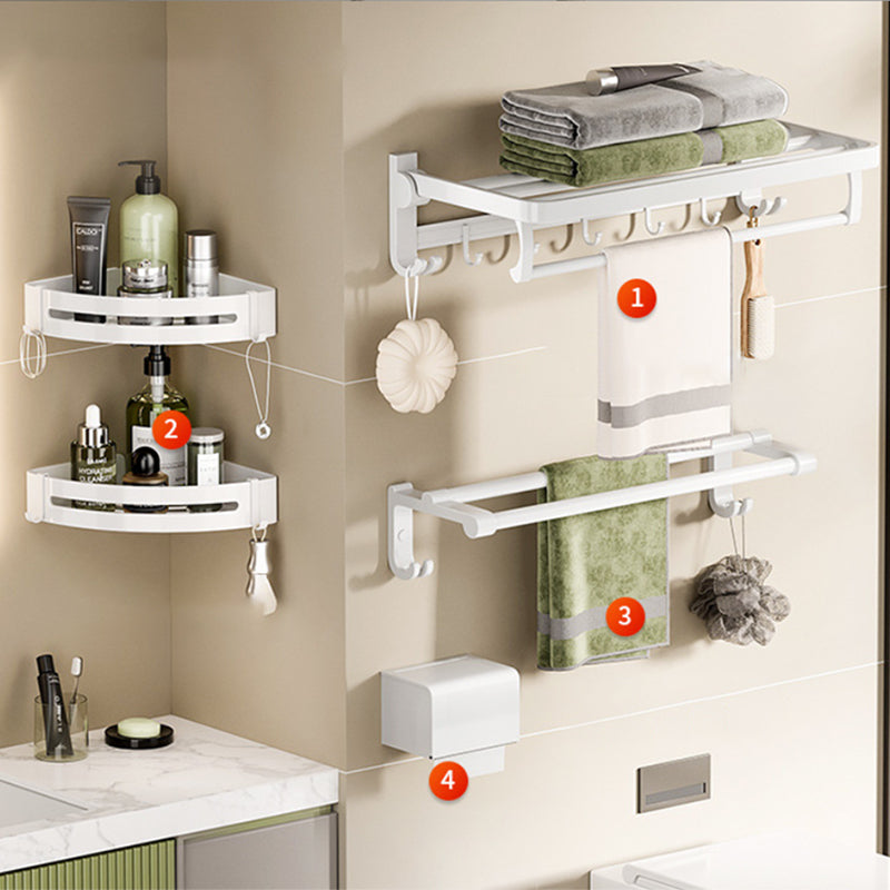 BowLift | White Bathroom Accessory Set Contemporary Aluminum Bathroom Accessory Kit with Towel Holder