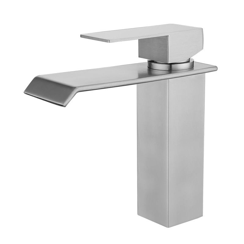 BowLift | Industrial Faucets Faucet Stainless Steel Lever Handles Waterfall Spout Bathroom Faucet