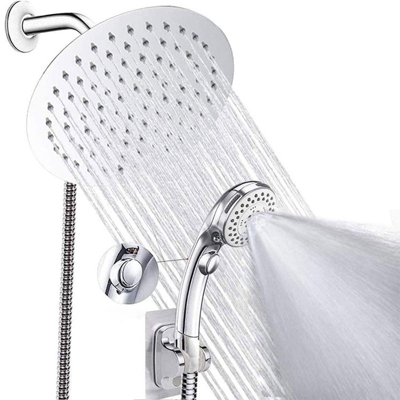 BowLift | Round Dual Showerhead Stainless Steel 5 Spray Patterns Wall Mounted Showerhead