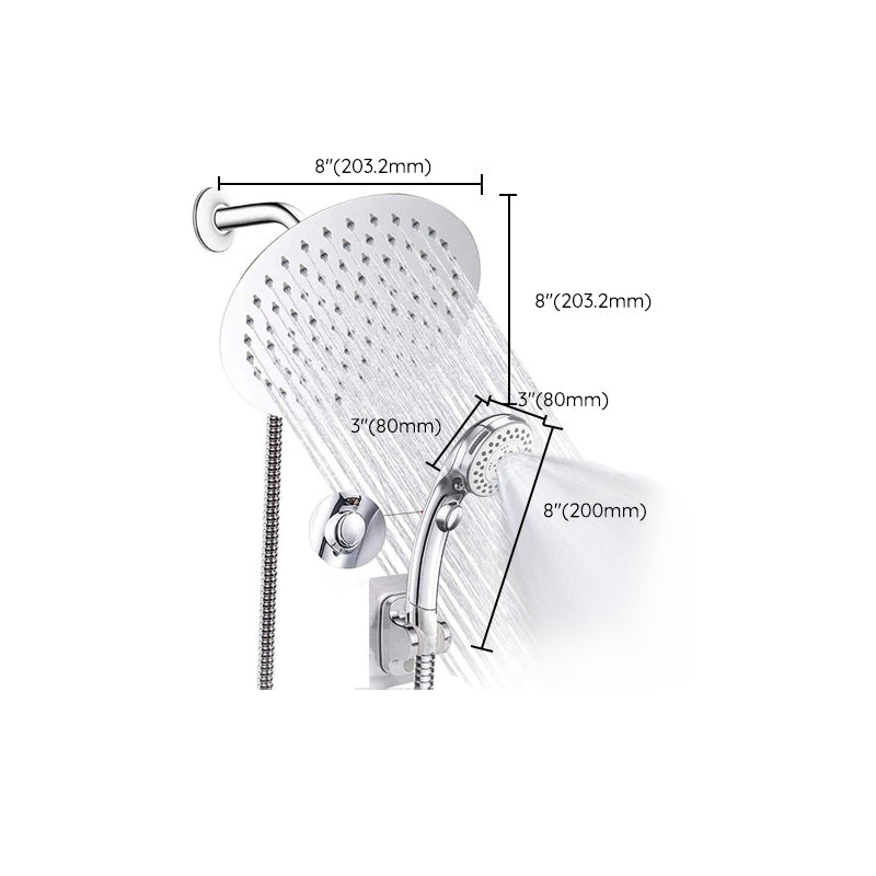 BowLift | Round Dual Showerhead Stainless Steel 5 Spray Patterns Wall Mounted Showerhead
