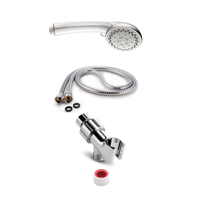 BowLift | Round Handheld Shower Head in Silver Leak-Resistant Wall-Mounted Shower Head