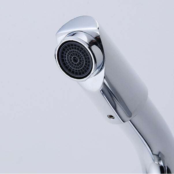 BowLift | Chrome Round Washbasin Faucet with Swivel Spout for the Bathroom