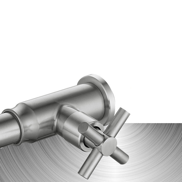 BowLift | Contemporary Vessel Water Faucet Stainless Steel Cross Handles Wall Mounted Bathroom Faucet