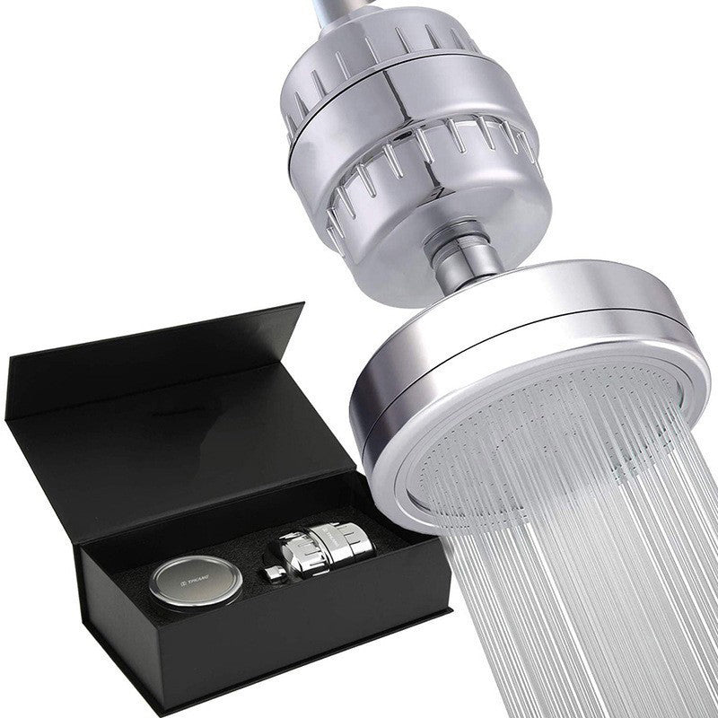 BowLift | Contemporary fixed shower head in silver with Katalyst wall-mounted shower head