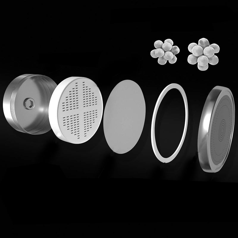 BowLift | Contemporary fixed shower head in silver with Katalyst wall-mounted shower head