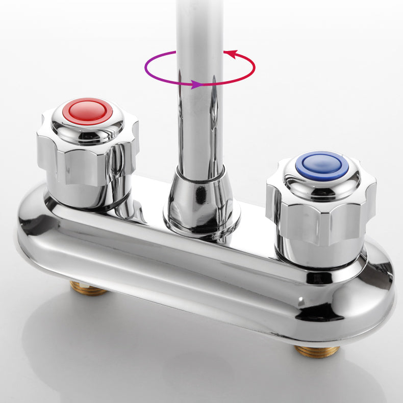 BowLift | Circular 2-Handle Bathroom Faucet Contemporary Brass Sink Faucet