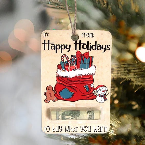 BowLift | Christmas Money Holder Ornament | Wooden Hanging Decoration | Handcrafted Holiday Gift Surprise