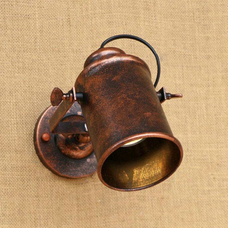 BowLift | Cylinder Metallic Wall Light Antique Style 1 Light Living Room Wall Mounted Light in Black/Rust