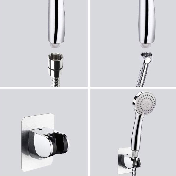 BowLift | 4-Setting Silver Shower Set Hidden Wall Mount Holder Tee with Socket