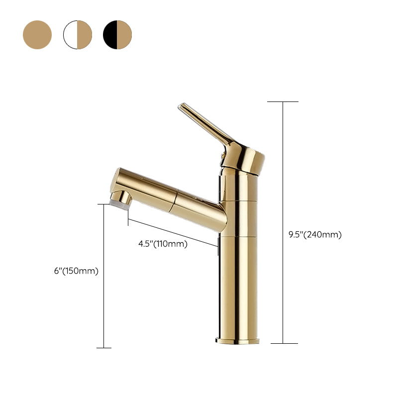 BowLift | Swivel Spout Sink Faucet Retractable Luxurious Basin Faucet Round Brass Faucet