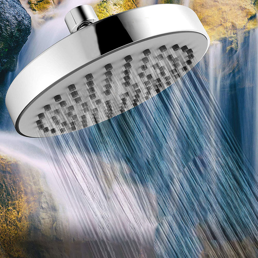 BowLift | Contemporary Fixed Shower Head Round Metal Spray Head in Silver