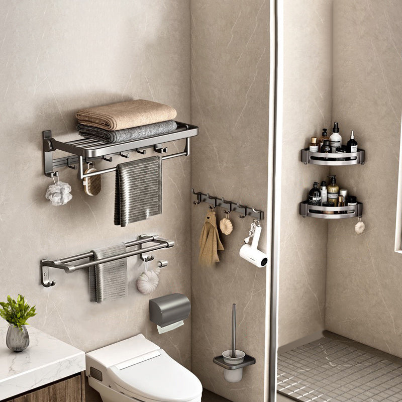 BowLift | Contemporary Gray Bathroom Hardware Set Bathroom Shelf/Towel Bar Including Bathroom Set