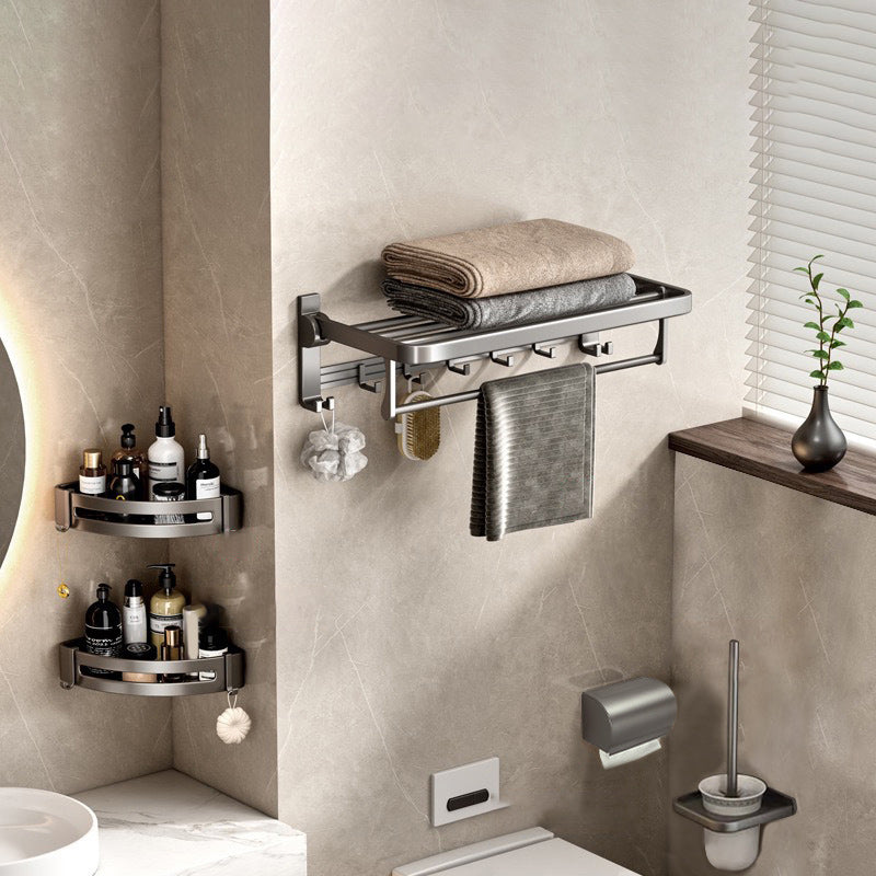 BowLift | Contemporary Gray Bathroom Hardware Set Bathroom Shelf/Towel Bar Including Bathroom Set