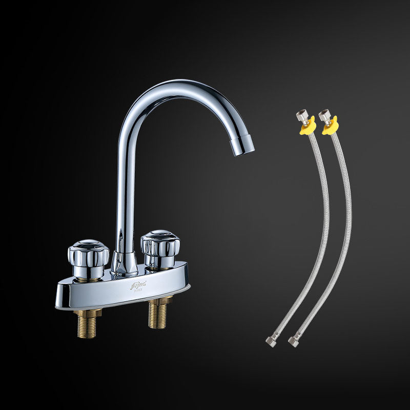 BowLift | Three-Hole Centerset Bathroom Sink Faucet Contemporary Brass Faucet