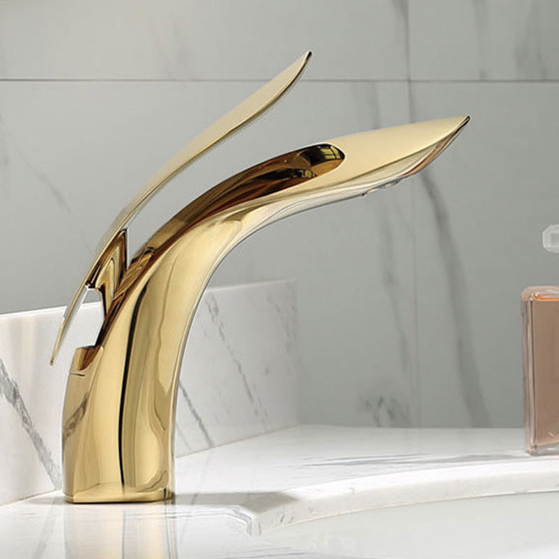 BowLift | Brass 1-Hole Basin Mixer Tap Lever Handle Sink Faucet Round Modern Faucet for Bathroom