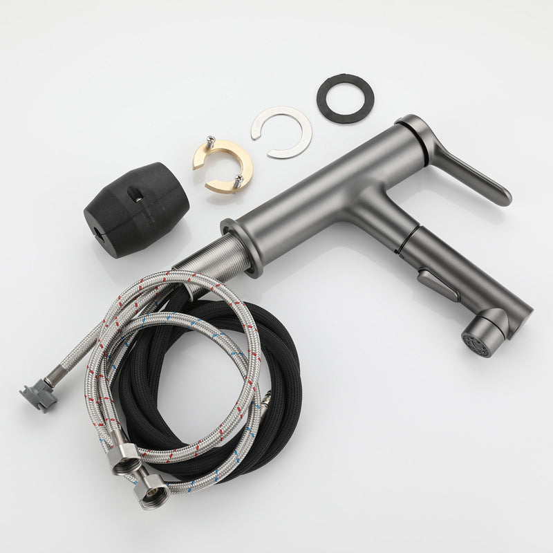 BowLift | Extendable Bathroom Faucet Brass Modern Faucet with Water Hose