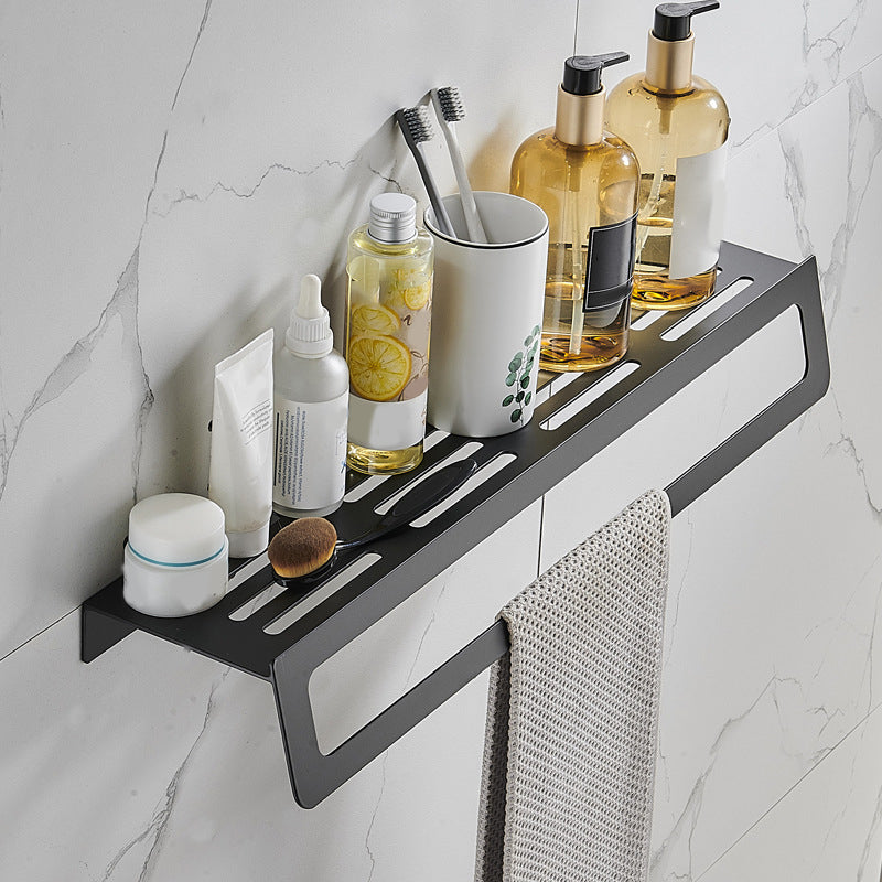 BowLift | 7-piece Bathroom Hardware Set Matte Black/Grey with Bath Shelf/Towel Holder/Bath Towel Hook