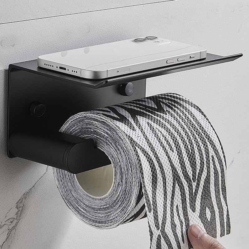 BowLift | 7-piece bathroom hardware set matte black/gray with bath shelf/towel holder/bath towel hooks