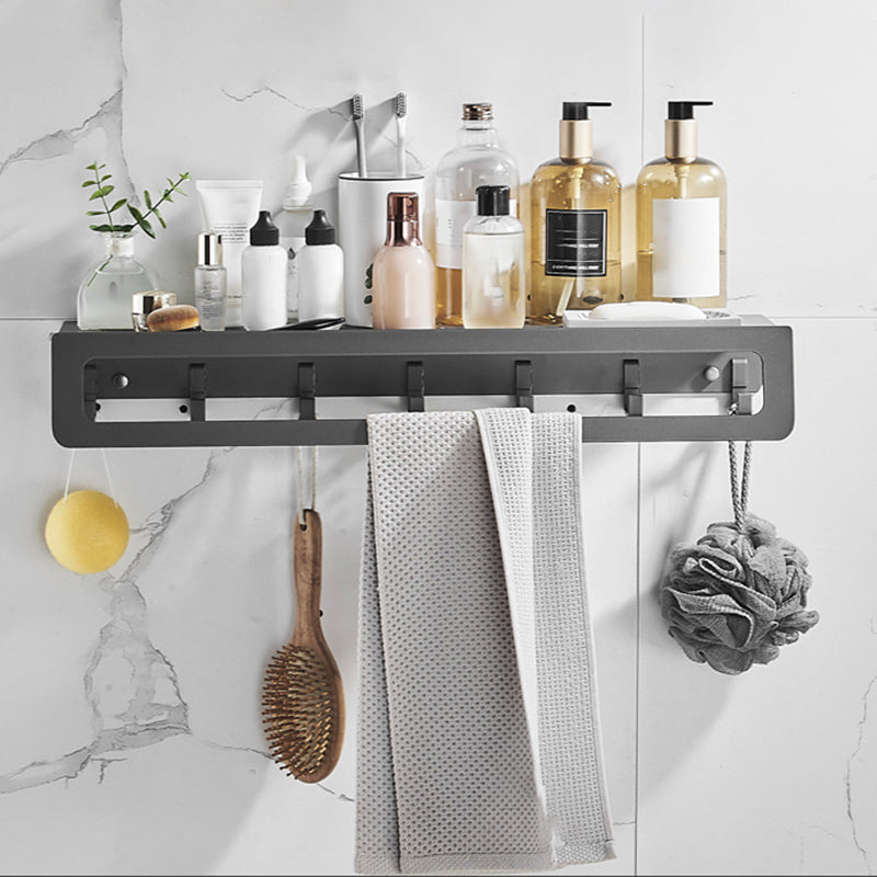BowLift | 7-piece bathroom hardware set matte black/gray with bath shelf/towel holder/bath towel hooks