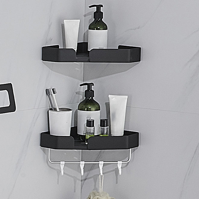 BowLift | 7-piece bathroom hardware set matte black/gray with bath shelf/towel holder/bath towel hooks