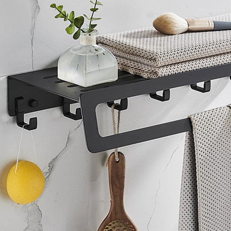 BowLift | 7-piece bathroom hardware set matte black/gray with bath shelf/towel holder/bath towel hooks