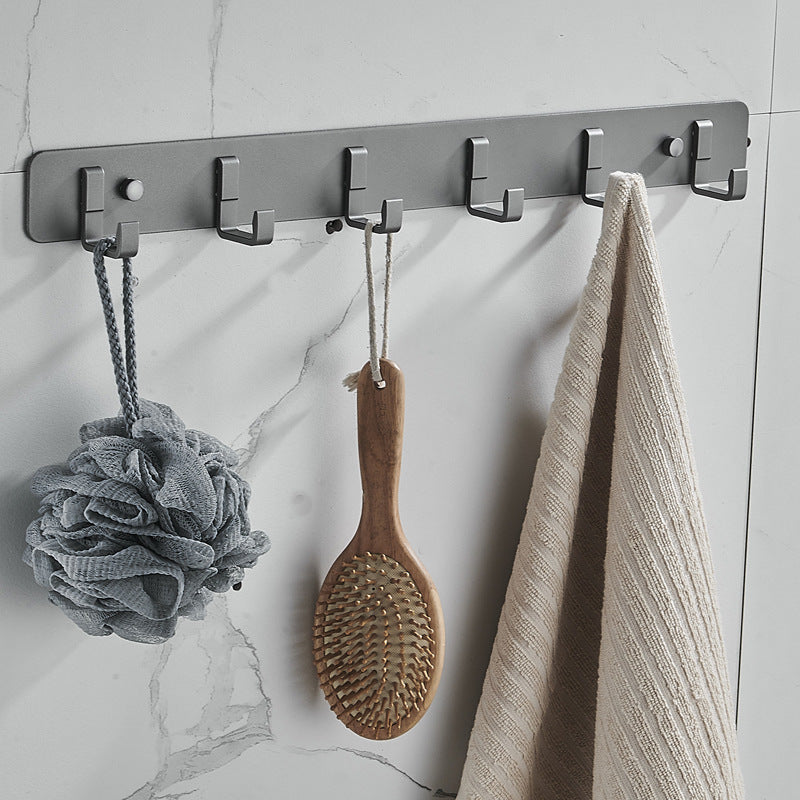 BowLift | 7-piece bathroom hardware set matte black/gray with bath shelf/towel holder/bath towel hooks