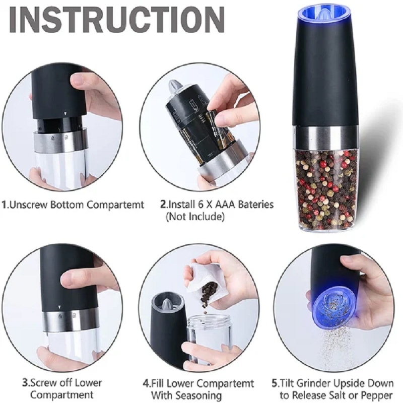 BowLift | Automatic Electric Gravity Induction Salt and Pepper Grinder