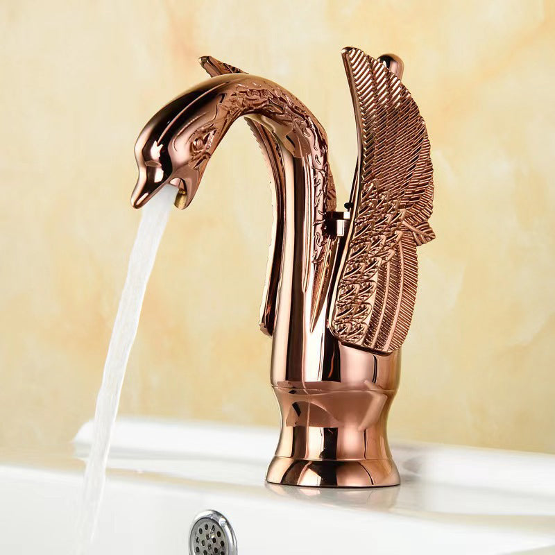BowLift | Full brass bathroom sink faucet hot and cold water single lever sink faucet