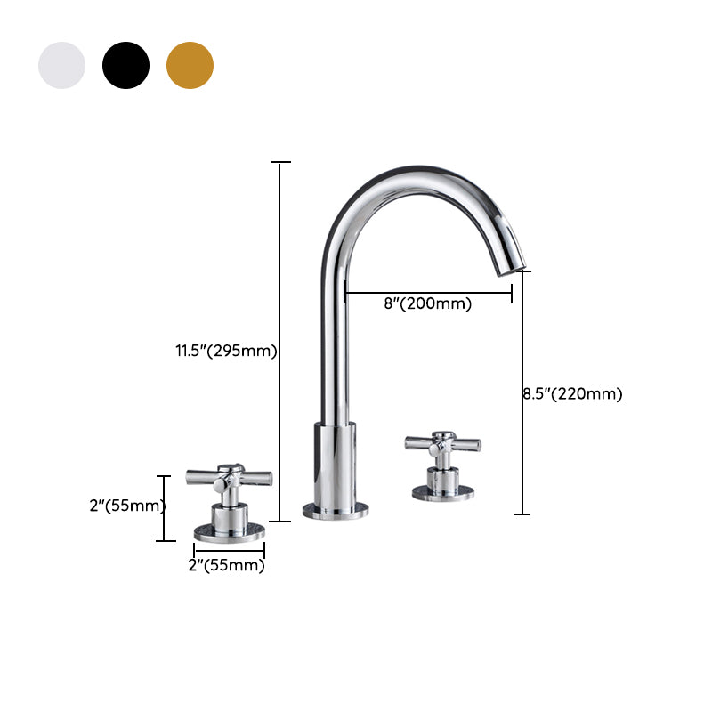 BowLift | Goose Neck Bathroom Basin Faucet 2 Handles Hot and Cold Water Basin Faucet with Drain