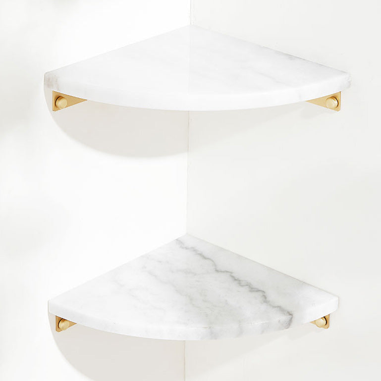 BowLift | 2-piece marble bathroom shelf brass bathroom accessory set in white/green