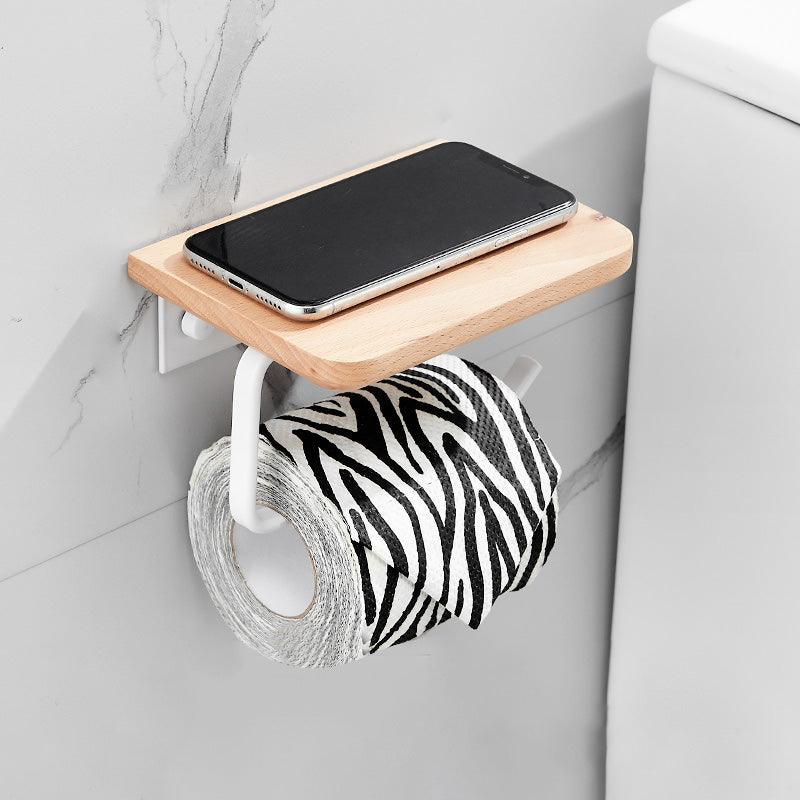 BowLift | White 7-piece bathroom accessory set wood and metal bath set