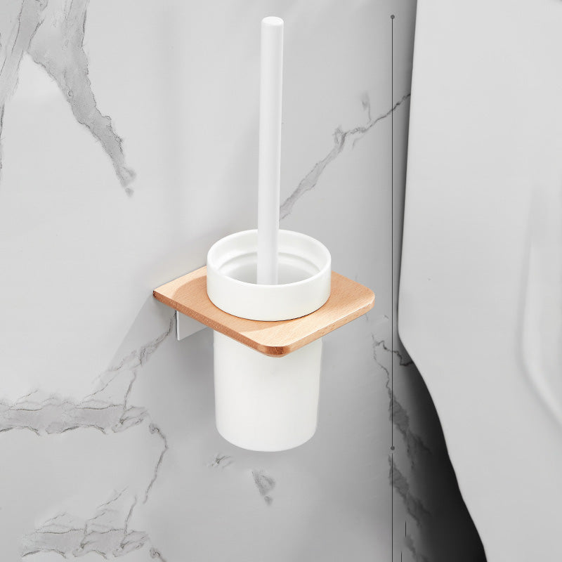 BowLift | White 7-piece bathroom accessory set wood and metal bath set