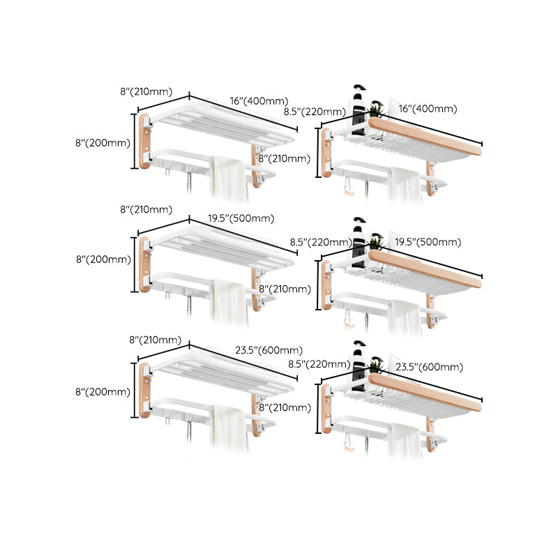 BowLift | White 7-piece bathroom accessory set wood and metal bath set