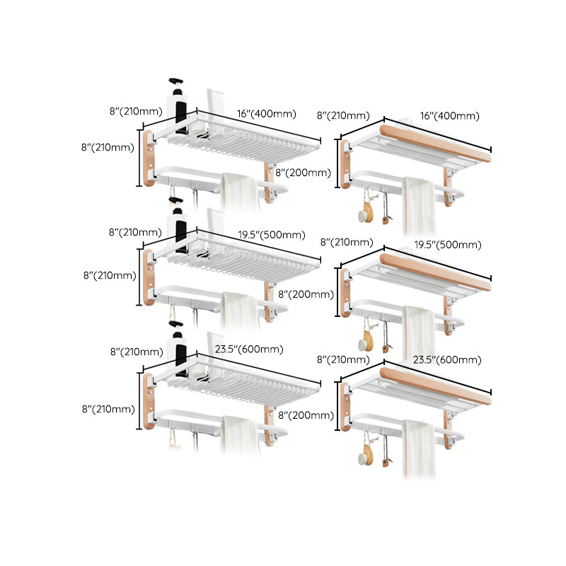 BowLift | White 7-piece bathroom accessory set wood and metal bath set