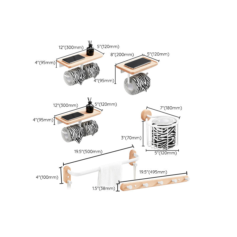 BowLift | White 7-piece bathroom accessory set wood and metal bath set