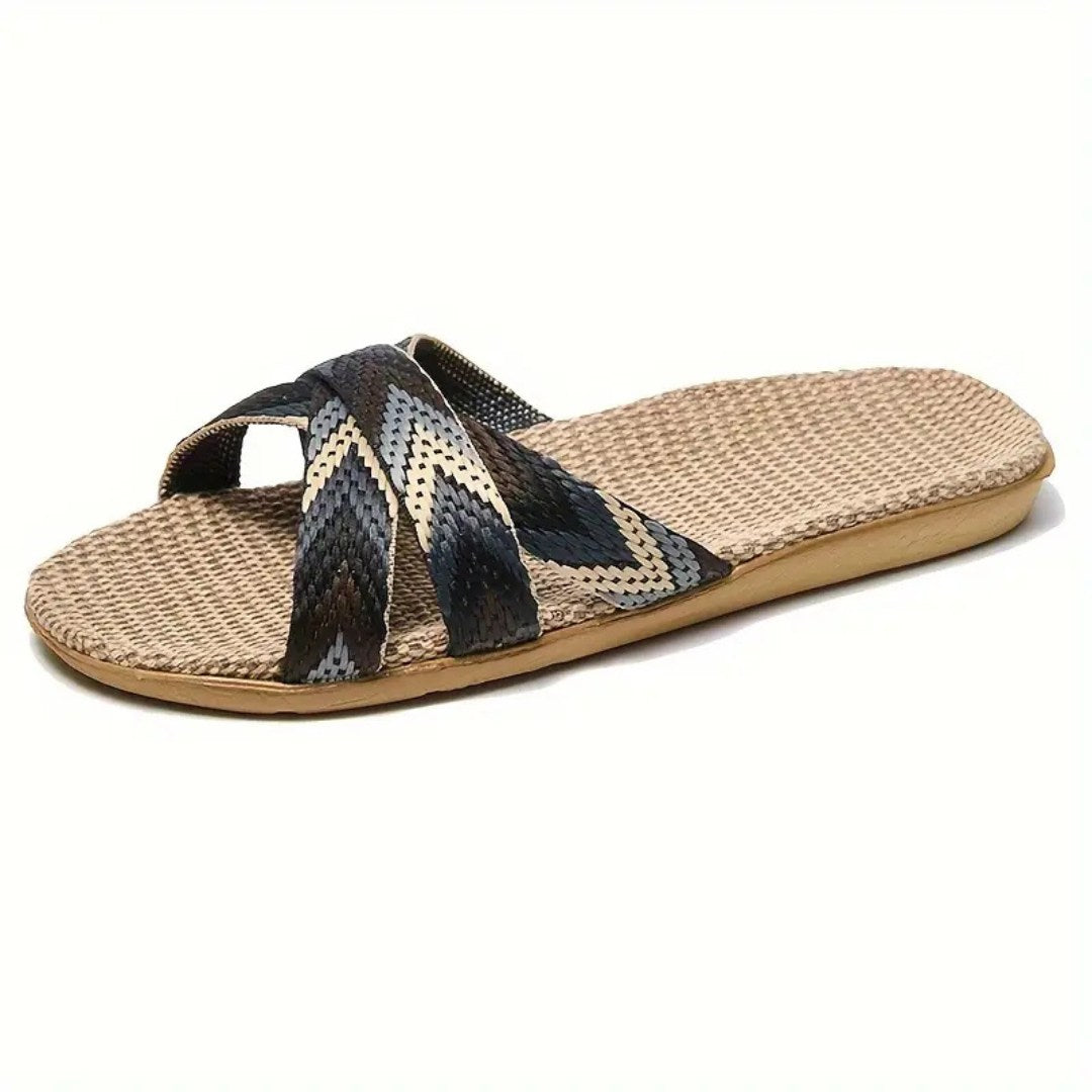 Zenvia – Colorblock Cross-Linen Summer Slippers
