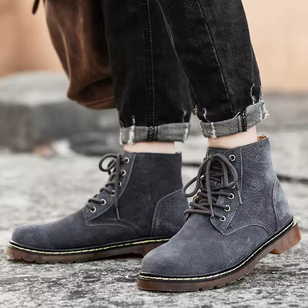 Suede Lace-Up Boots with Rugged Comfort