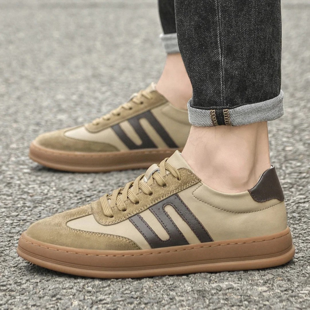Leather and Suede Low-Top Sneakers