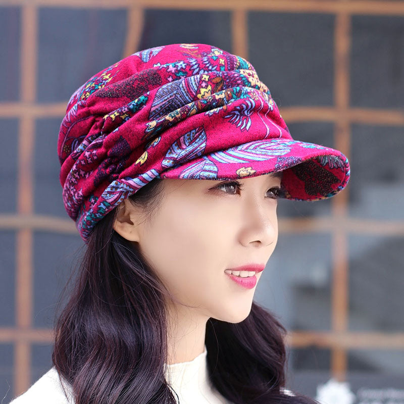 BowLift | Floral Pleated Short Brim Cap